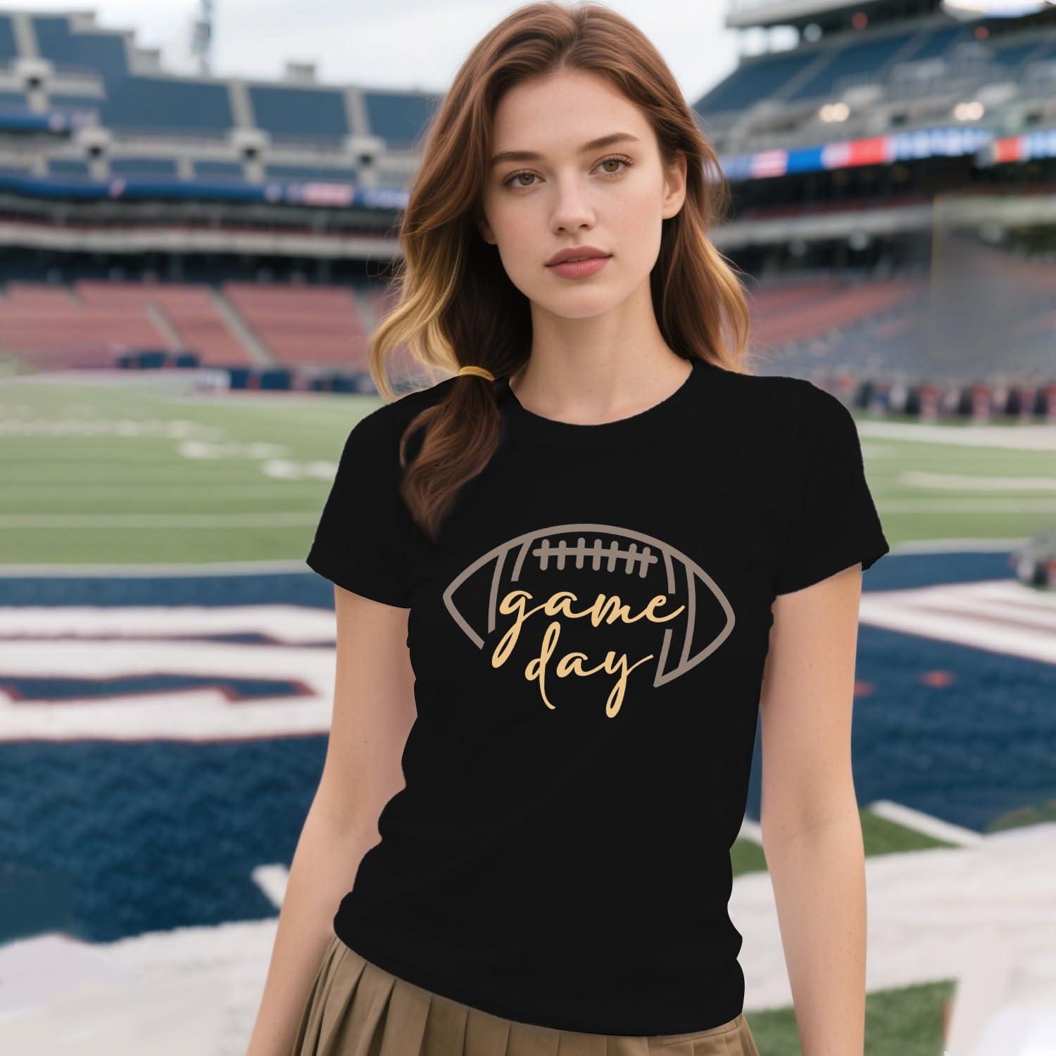 Game Day Football Shirts Women Cute Football Season Tshirt Funny Sunday Rugby Tee Tops - Image 3