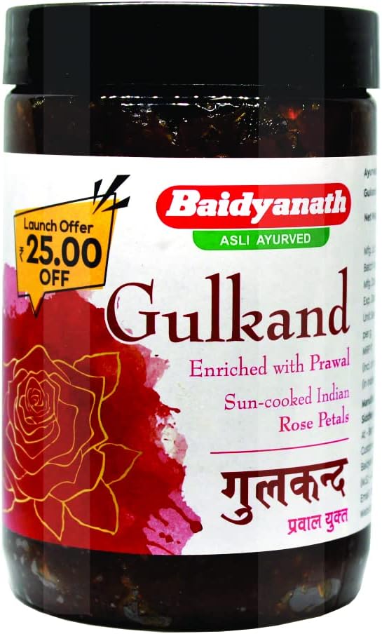 Baidyanath Gulkand Gummy Enriched with Prawal Sun-cooked Indian (Rose Petal Jam) - 400gram