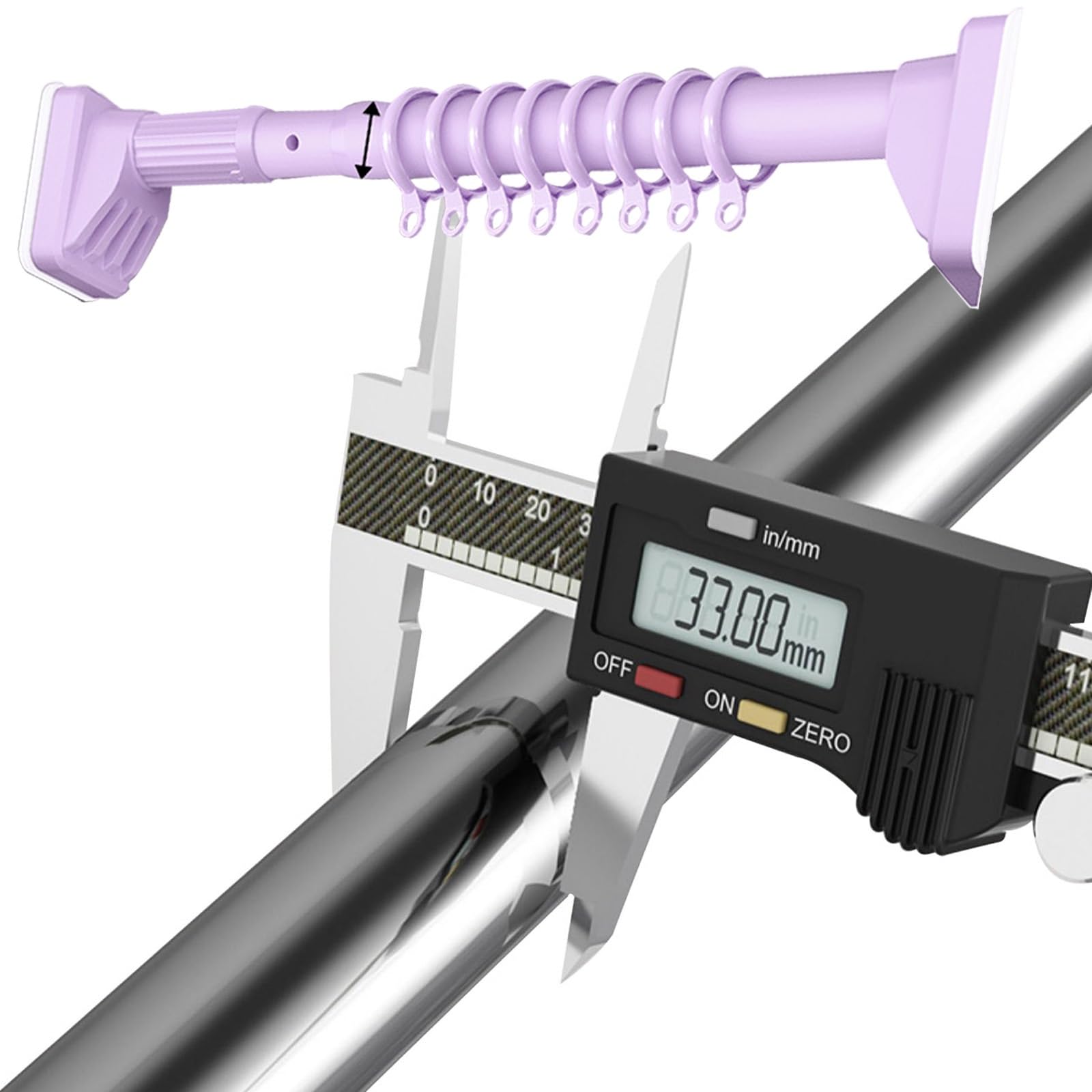 Adjuble Teon - Barra de ducha sin taladro, 360-450 cm, divisor de baño y armario Teles | Fácil instalación, morado h