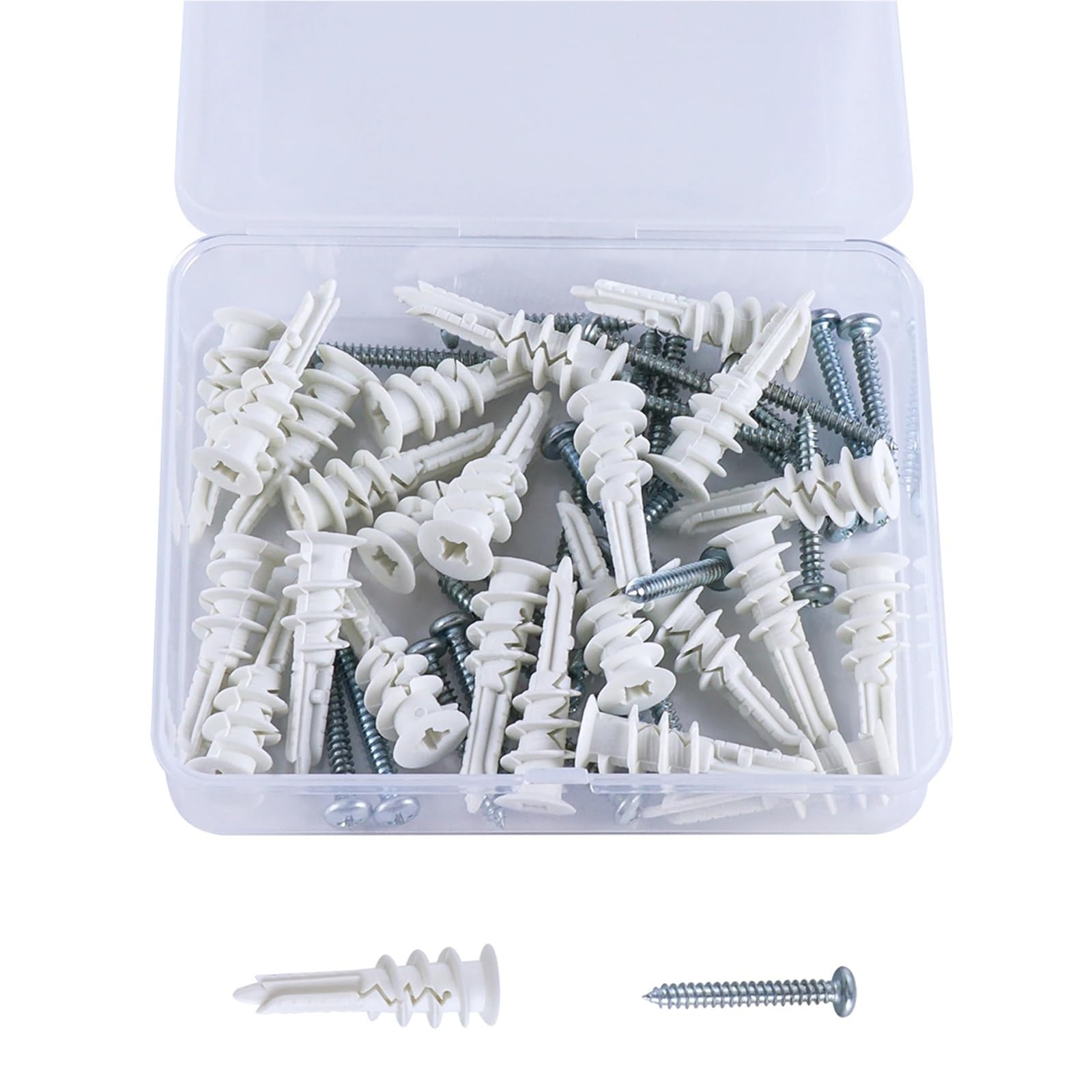Yangshe One Color Drywall Anchors And Screws Kit, Nylon Spiral Expansion Tube With Slots For Wall Mounting