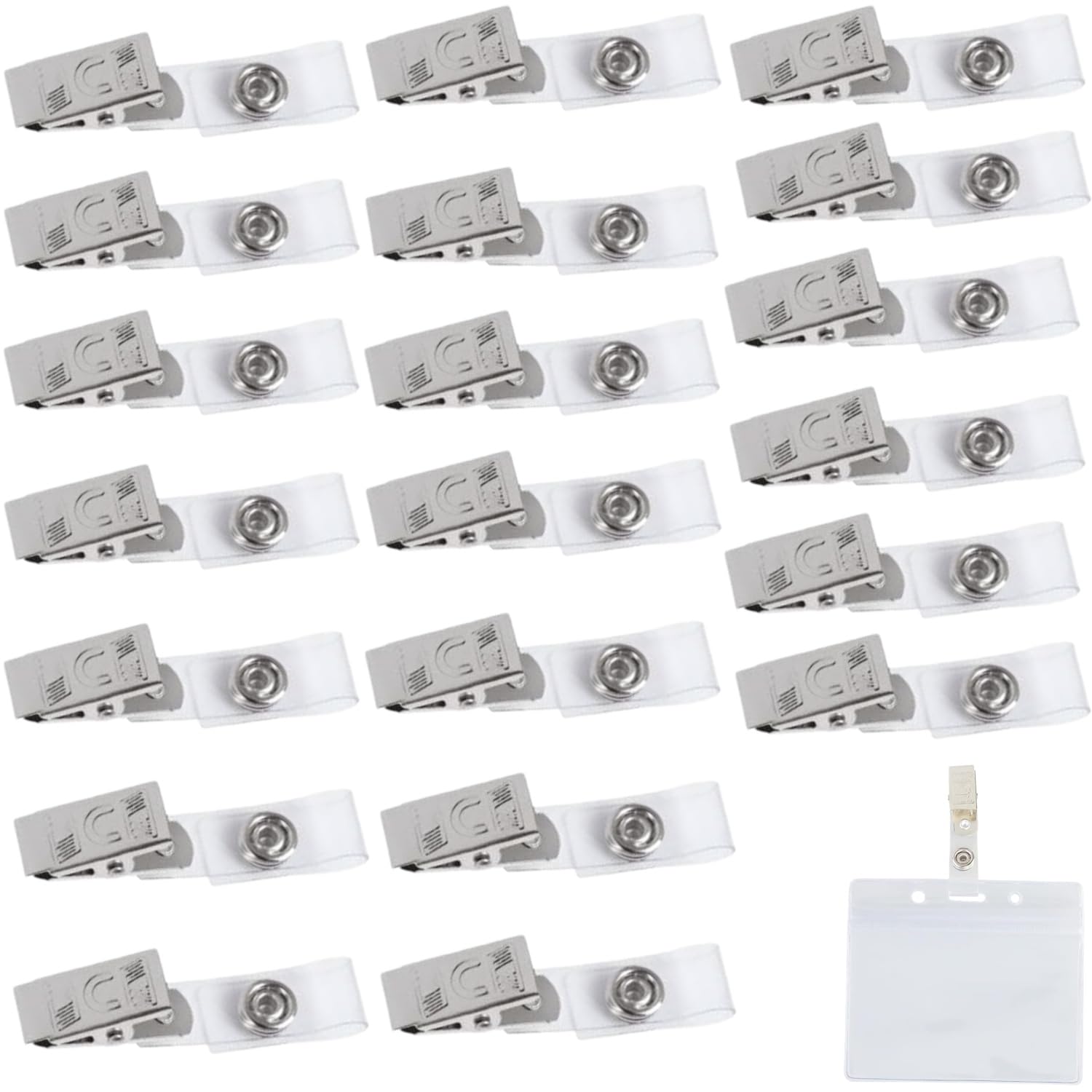 20 Stück Metall Badge Clips mit klare PVC Straps,Krokodil Metall Clips mit Klar Kunststoff Schlaufe,für ID-Karten und Abzeichenhalter