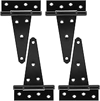 Vista 20 de Bisagras de puerta de cobertizo de 10 pulgadas con correa en T resistentes, bisagras de correa en T negras, bisagra en T forjada para cercas