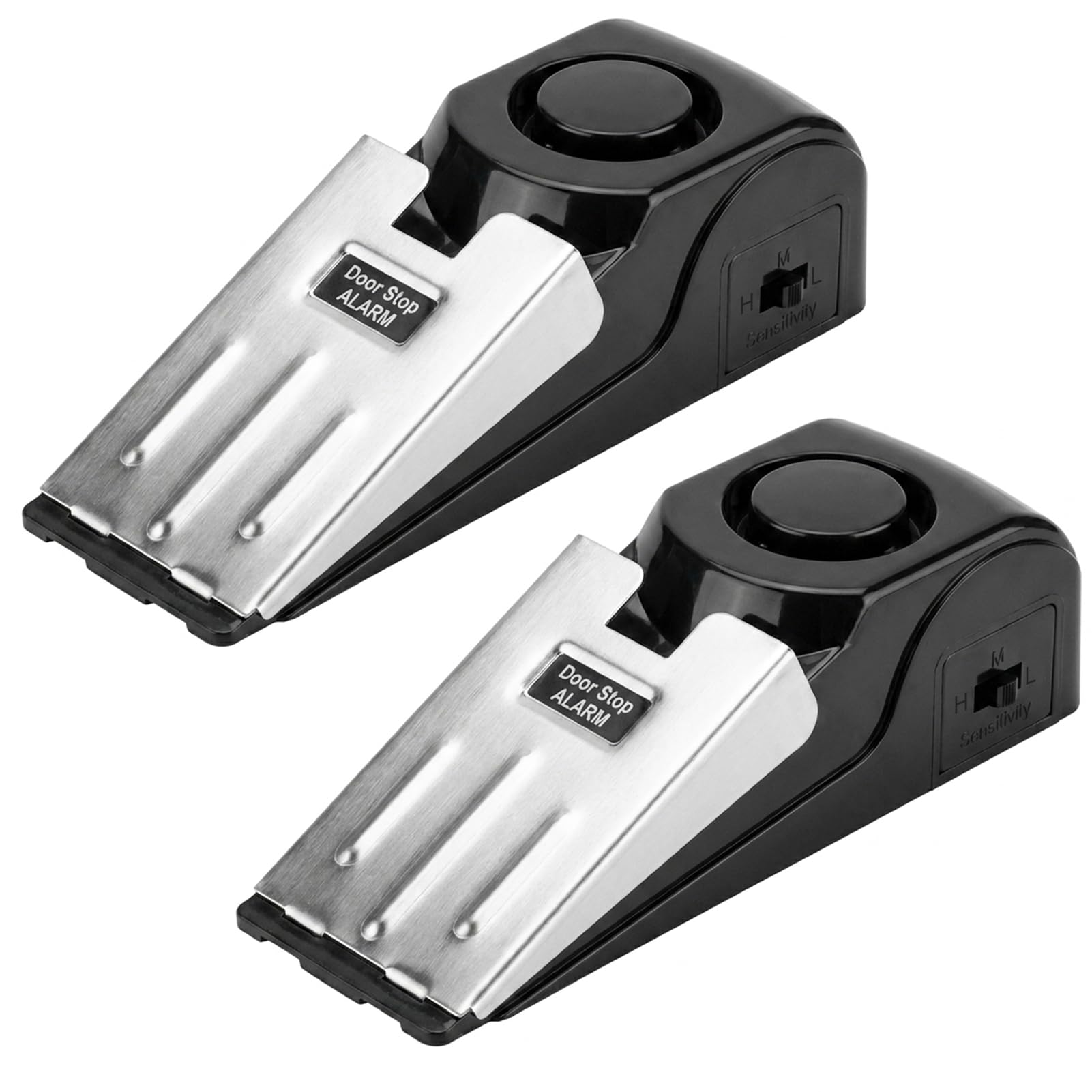 Door Stop Alarm 2 Pack, Portable Security Door Stopper with 125dB Siren, Wedge Alarm with Adjustable Sensitivity for Home, Hotel, Travel Safety, Intruder Alert for Peace of Mind