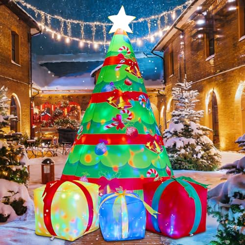Aufblasbarer Weihnachtsbaum mit Geschenkboxen