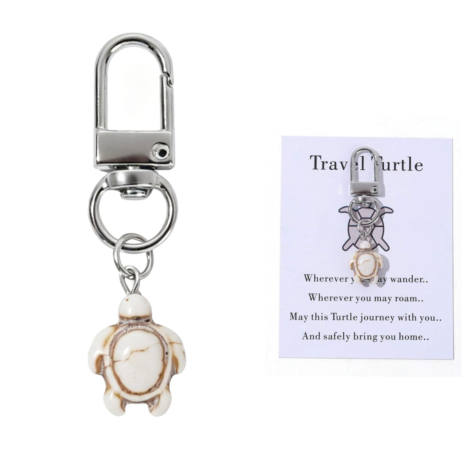 JRTEAY Turtle Keychain, Enameled TurquoiseTurtle Keyring Charm, Car Keychain for Women, Birthday Christmas Gift for Friends Family, Lightweight Durable Lobster Clasp