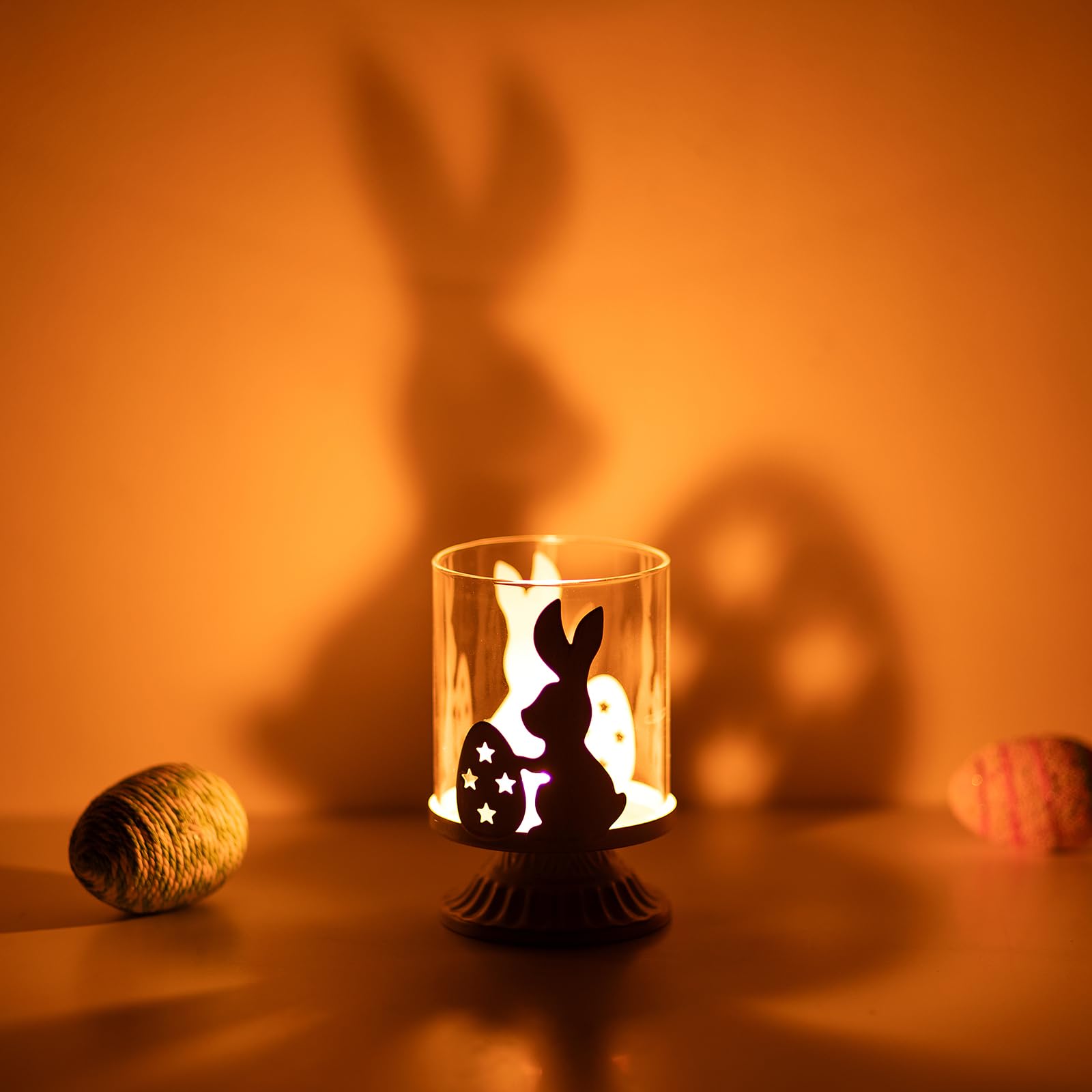 Sziqiqi Bougeoir Pâques Lapin & Œufs Vintage – Chandelier Verre Amovible, Décoration Élégante Pour Table De Fête & Cadeau