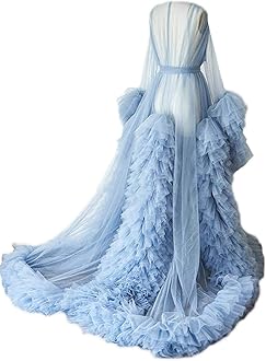 Kelaixiang Tulle Robe Long Lingerie Bridal Dressing Gown Puffy Nightgown Photoshoot