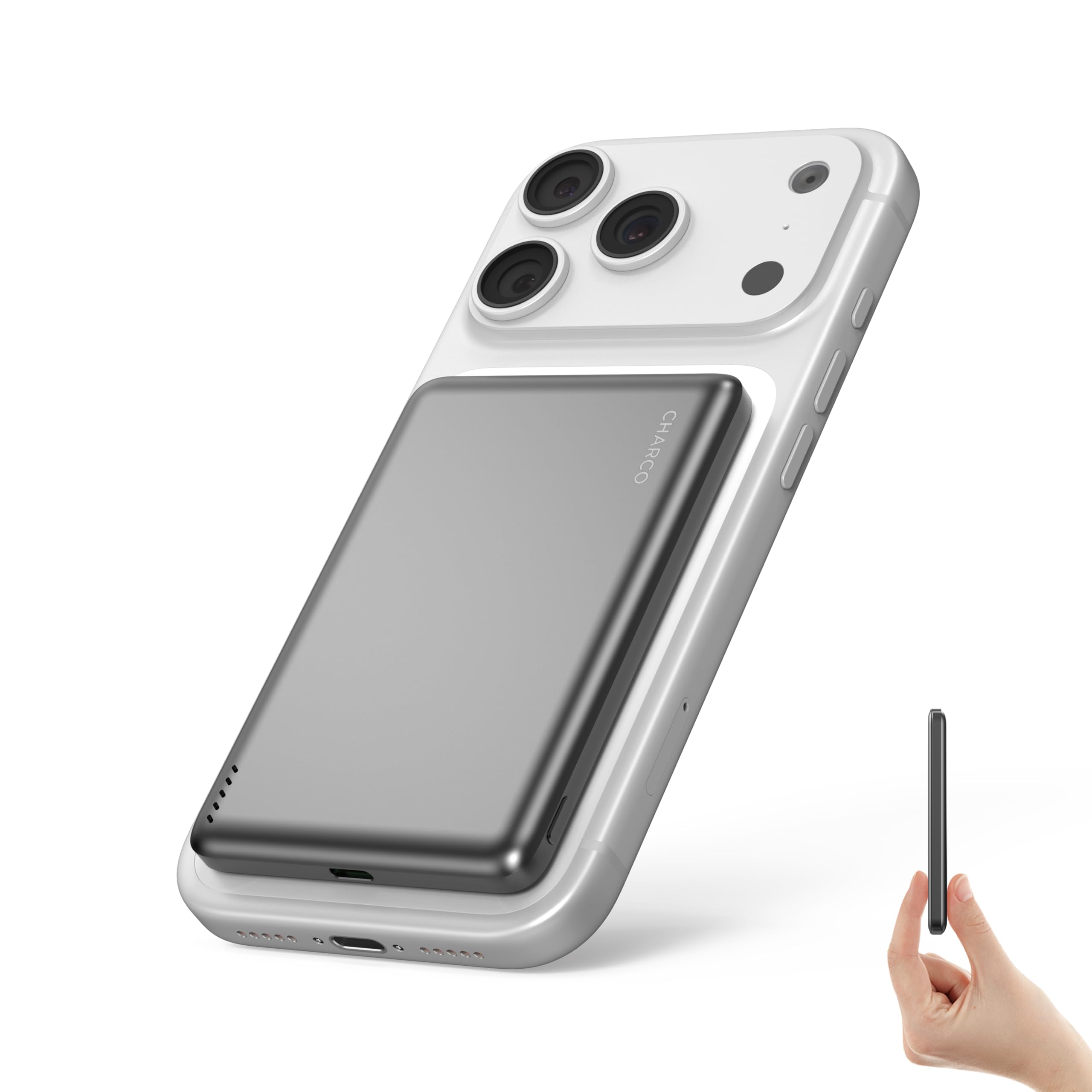 CHARCO Magnetic Power Bank for Magsafe Fast Charging, 5000mAh Wireless Portable Charger with Ultra Slim & Lightweight, Compatible with iPhone 17/16/15/14/13 Series,Travel Essential