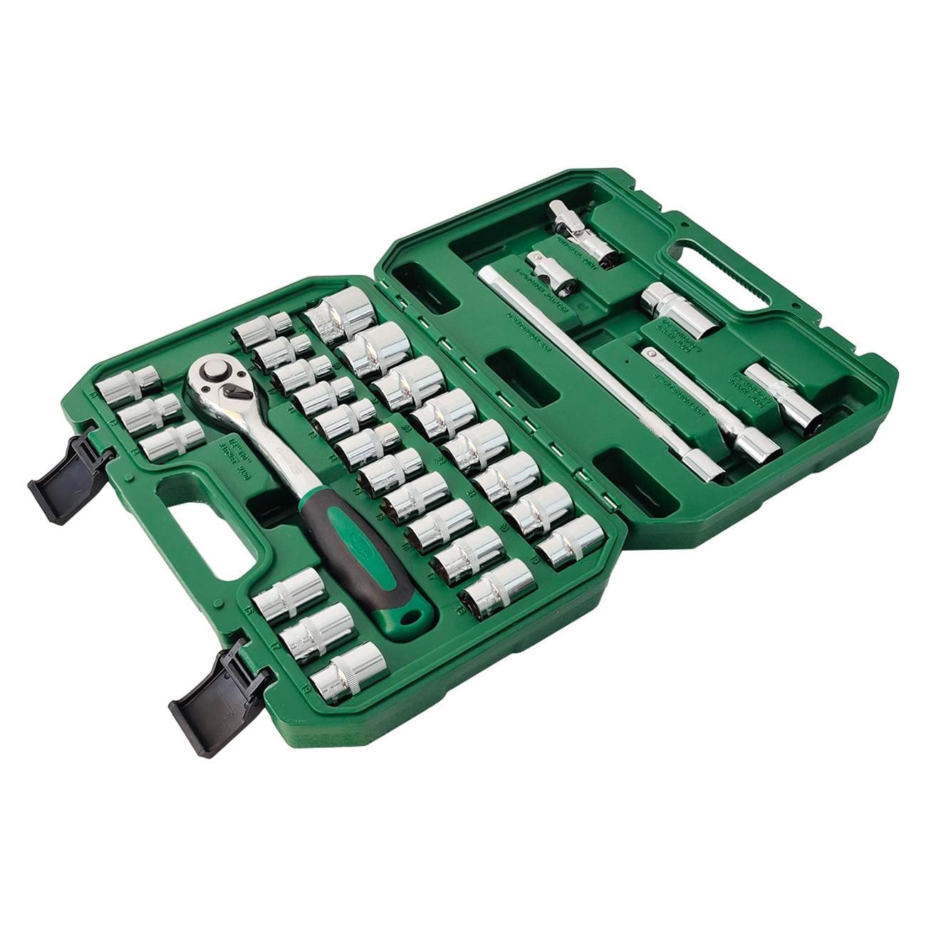 Lot de 32 outils de mécanicien de 1,3 cm avec clé à cliquet, barres d'extension et joint universel pour réparation automobile et ménage
