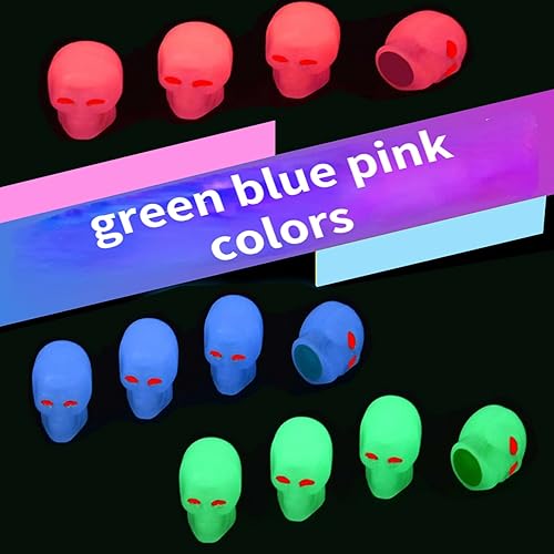 Vista 13 de 12 tapas universales fluorescentes para válvulas de neumáticos de automóvil, tapones luminosos para válvulas de neumáticos que brillan en la Azul-B