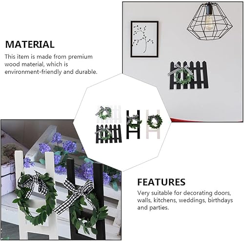 Miniatura 5 de Corona de escalera de madera para decoración de escalera de granja, bandeja escalonada, valla de madera, letrero de madera rústica, decoración de