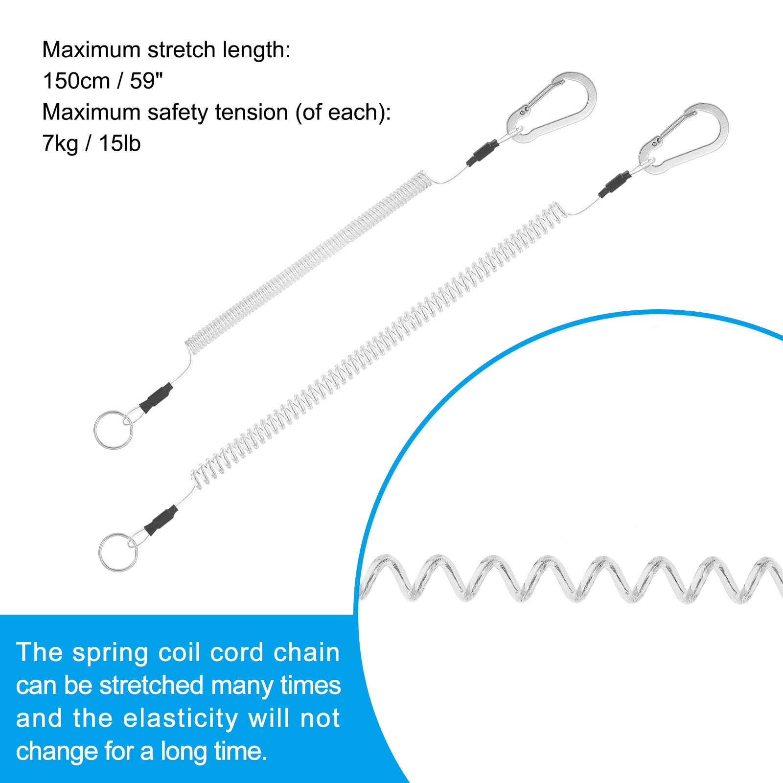 PATIKIL 3pcs Retractable Spring Coil Straps - Image 3