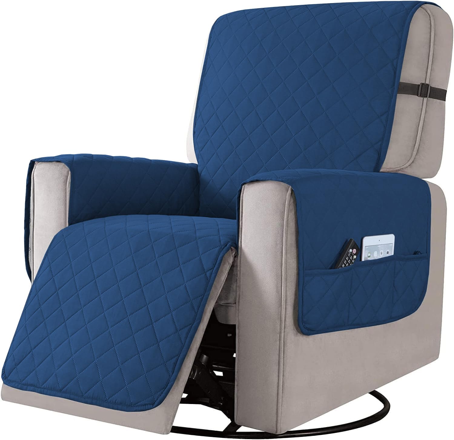 Housses de Fauteuil inclinable, Couverture Protecteur Canapé 1 Place Doux et Confortable, Housse de canapé inclinable, Protecteur de Fauteuil inclinable Lavable à la Maison (Bleu Foncé, L)