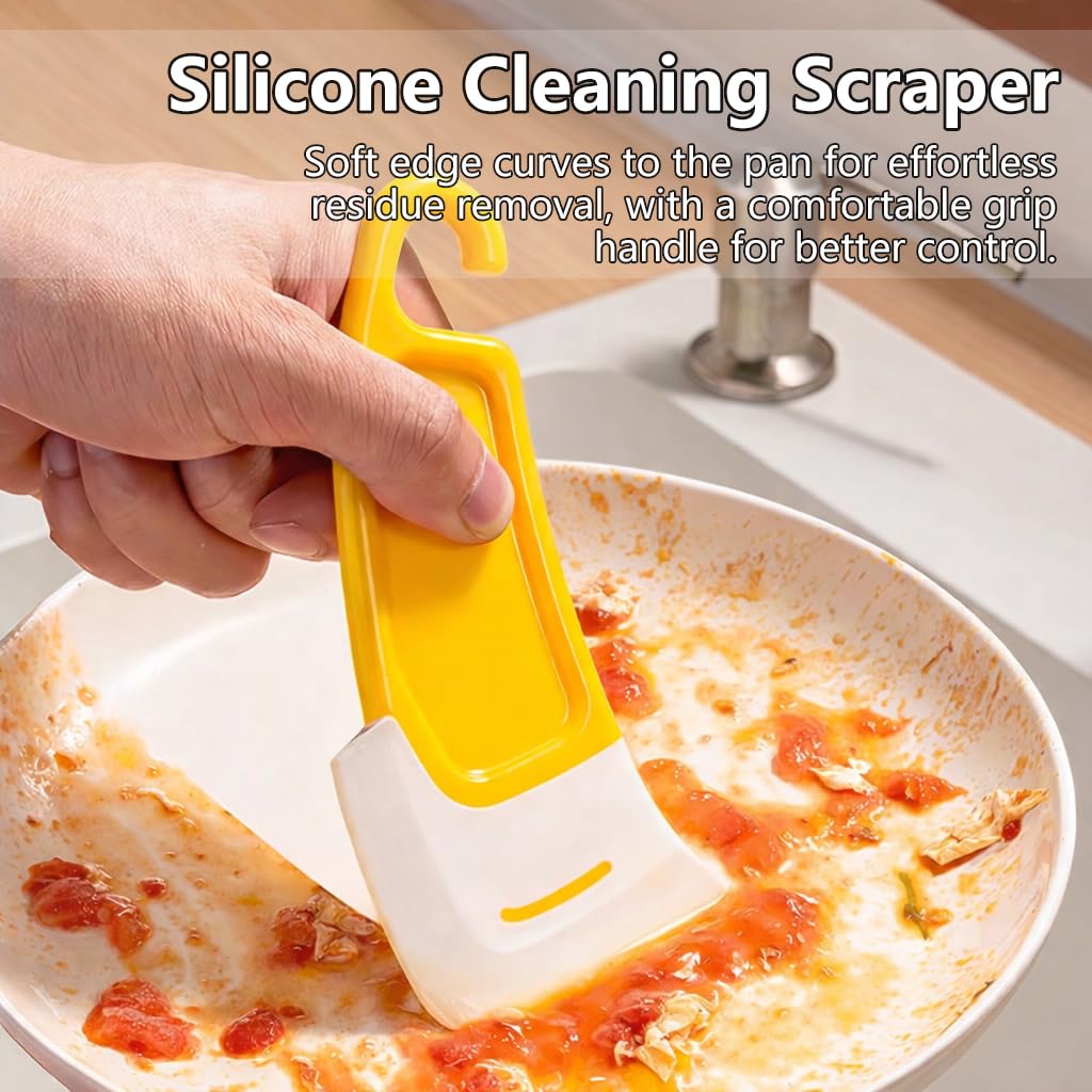 1 Pack Heat-Resistant Silicone Scraper for Baking Grill and Cookware Cleaning – Flexible Non-Stick Pan Residue Remover - Residue from Pots and Pans — view 2