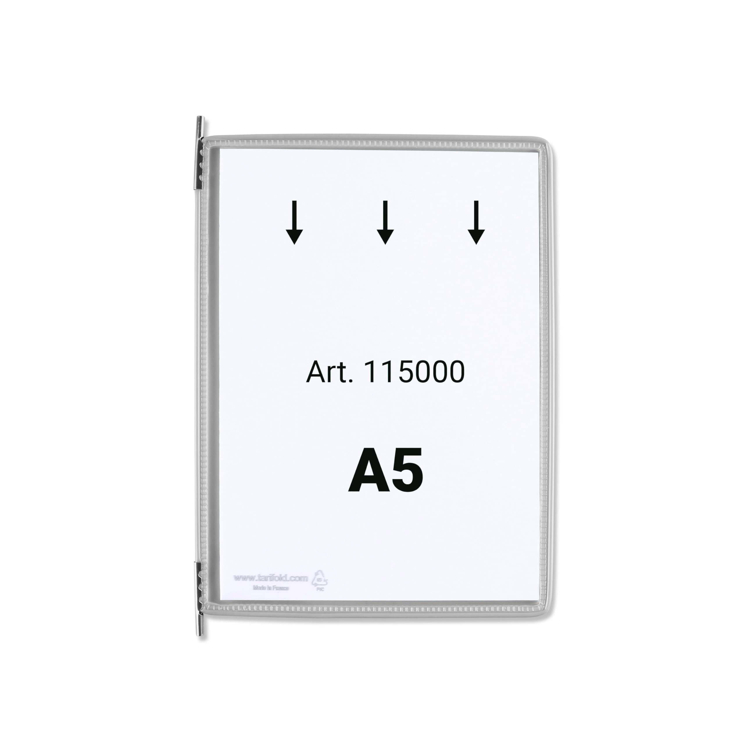 Djois, 115000 – Poches à Pivots A5 Portrait, Cadre Acier, 10 pcs, Gris