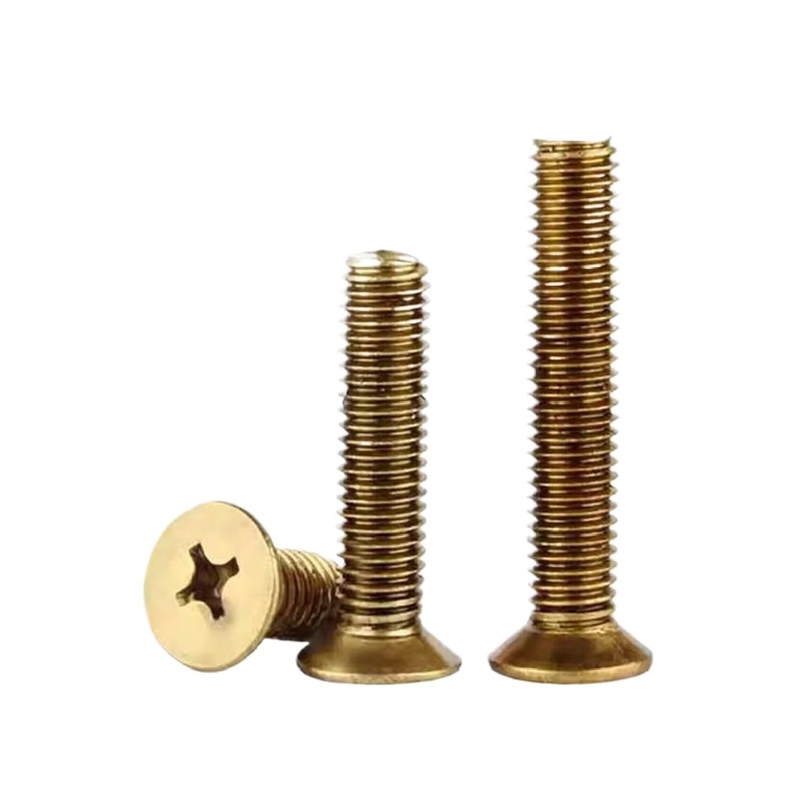 LPANBTGU Copper Slot Countersunk Screw Metric Threaded Bolts M2~M8 Cross Brass Solid Mechanical Pan Flat Head Screws(10mm,M2.5-30pcs)