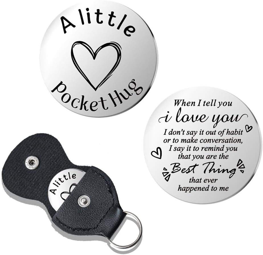 Pocket Hug Token for Women Mom Friend Birthday gifts for Her Him Long Distance Gifts for Men Dad Son Inspirational Keychain