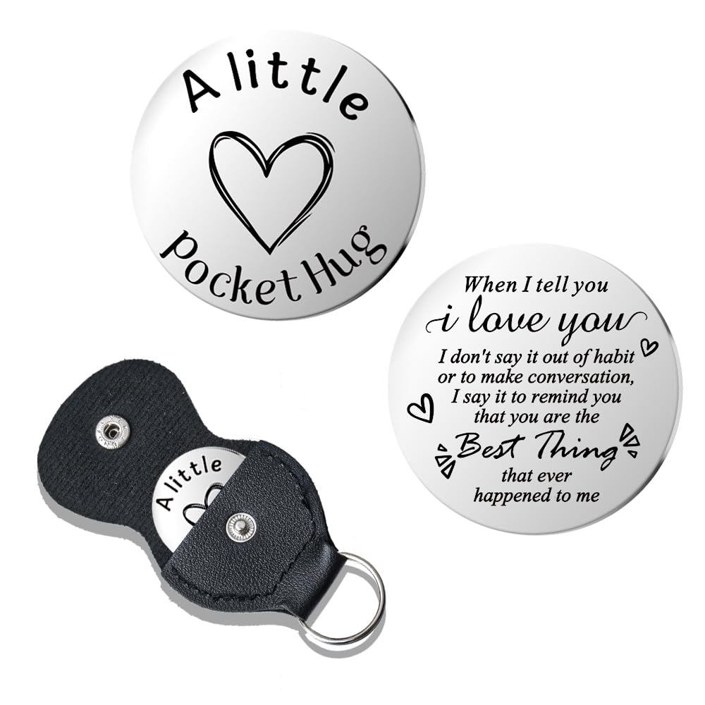 Pocket Hug Token for Women Mom Friend Birthday gifts for Her Him Long Distance Gifts for Men Dad Son Inspirational Keychain