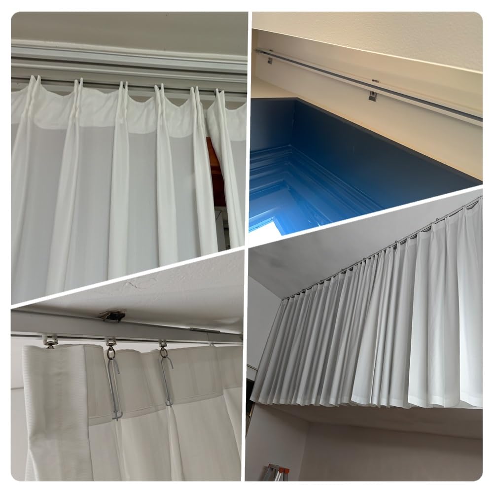 Riel de Cortina de Techo de Aluminio Barra de Cortina Resistente Riel para Cortinas con Accesorios para Hogar Oficina Dormitorio 1m-6m(Gold,1.8m)