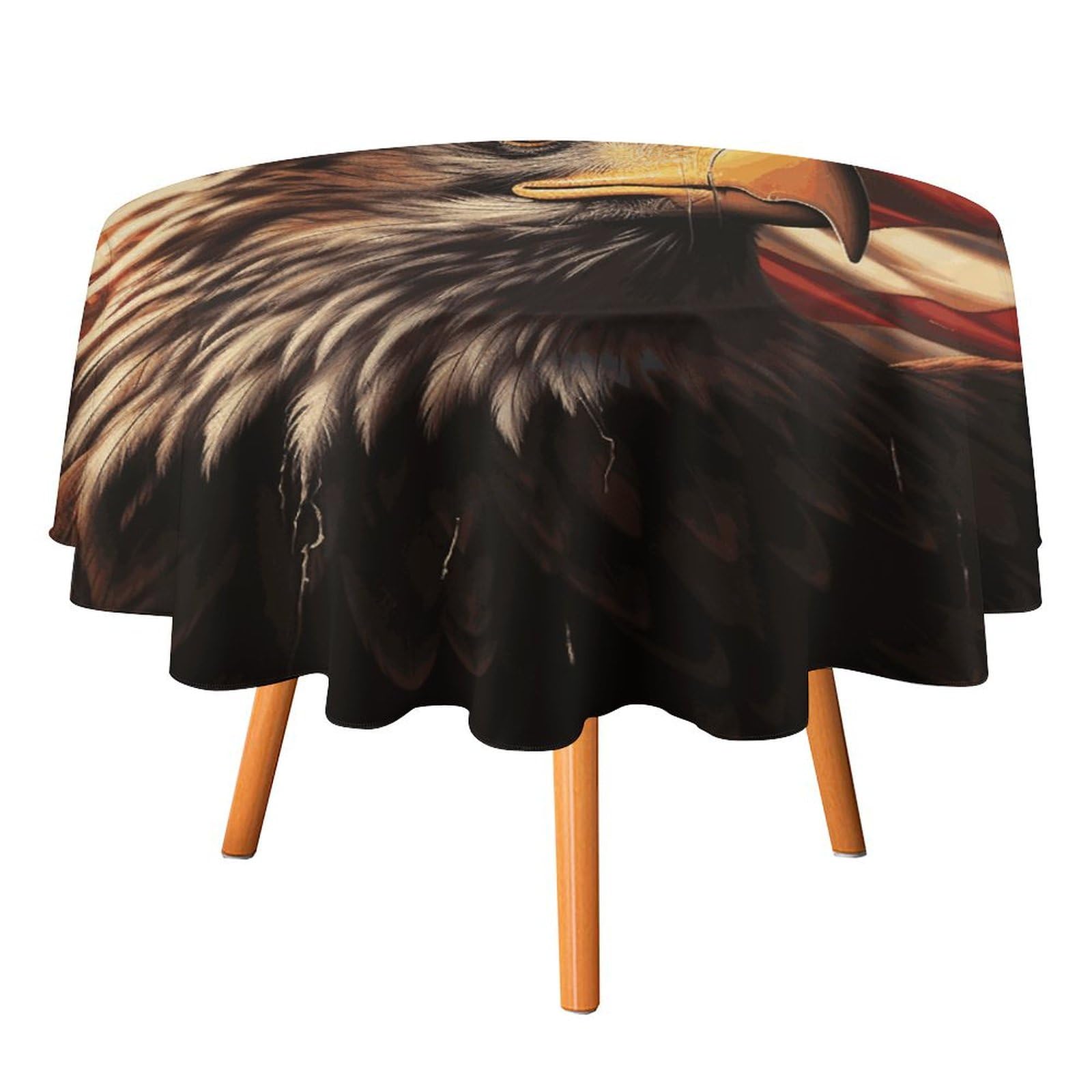 Nappe ronde polyester drapeau aigle lavable déco table extérieur 177cm