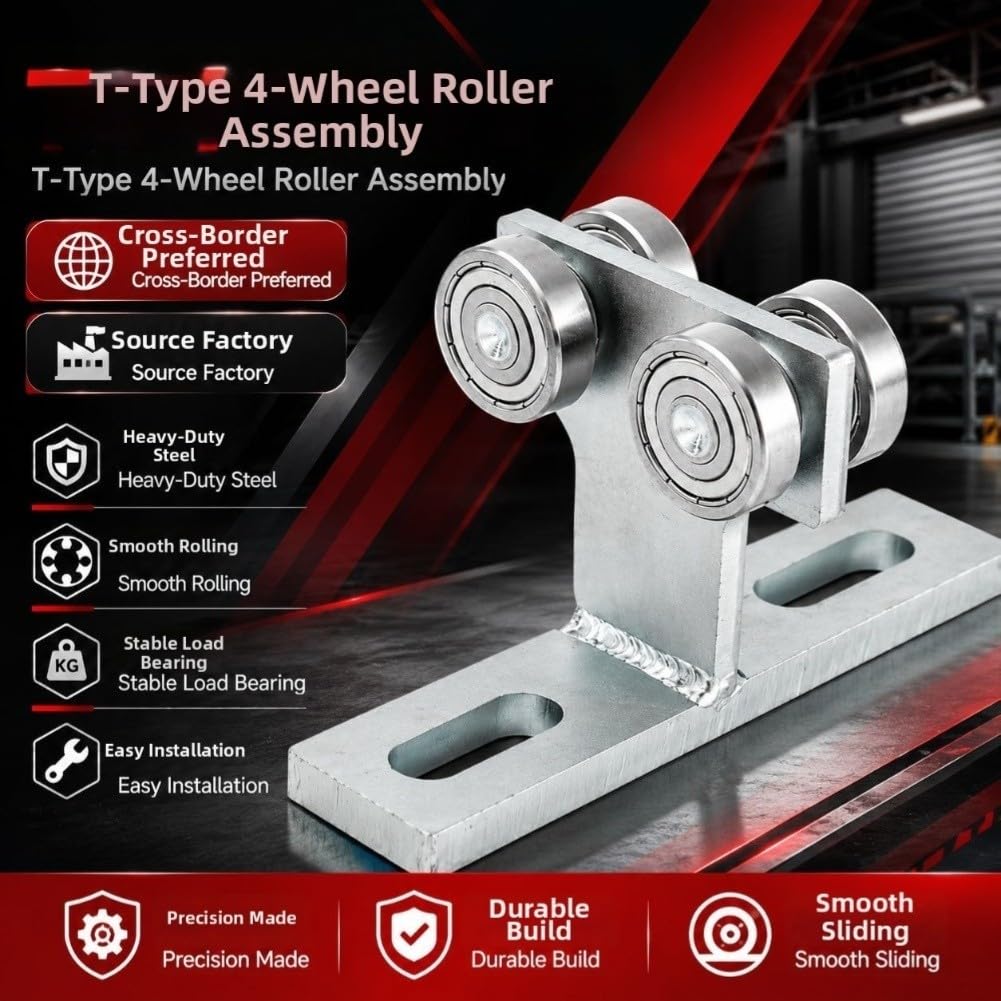 Polea Giratoria para acero 1800lbs para Vía Deslizante Industrial Gimnasio para carga Pesada 15x5x6cm(T-shaped)
