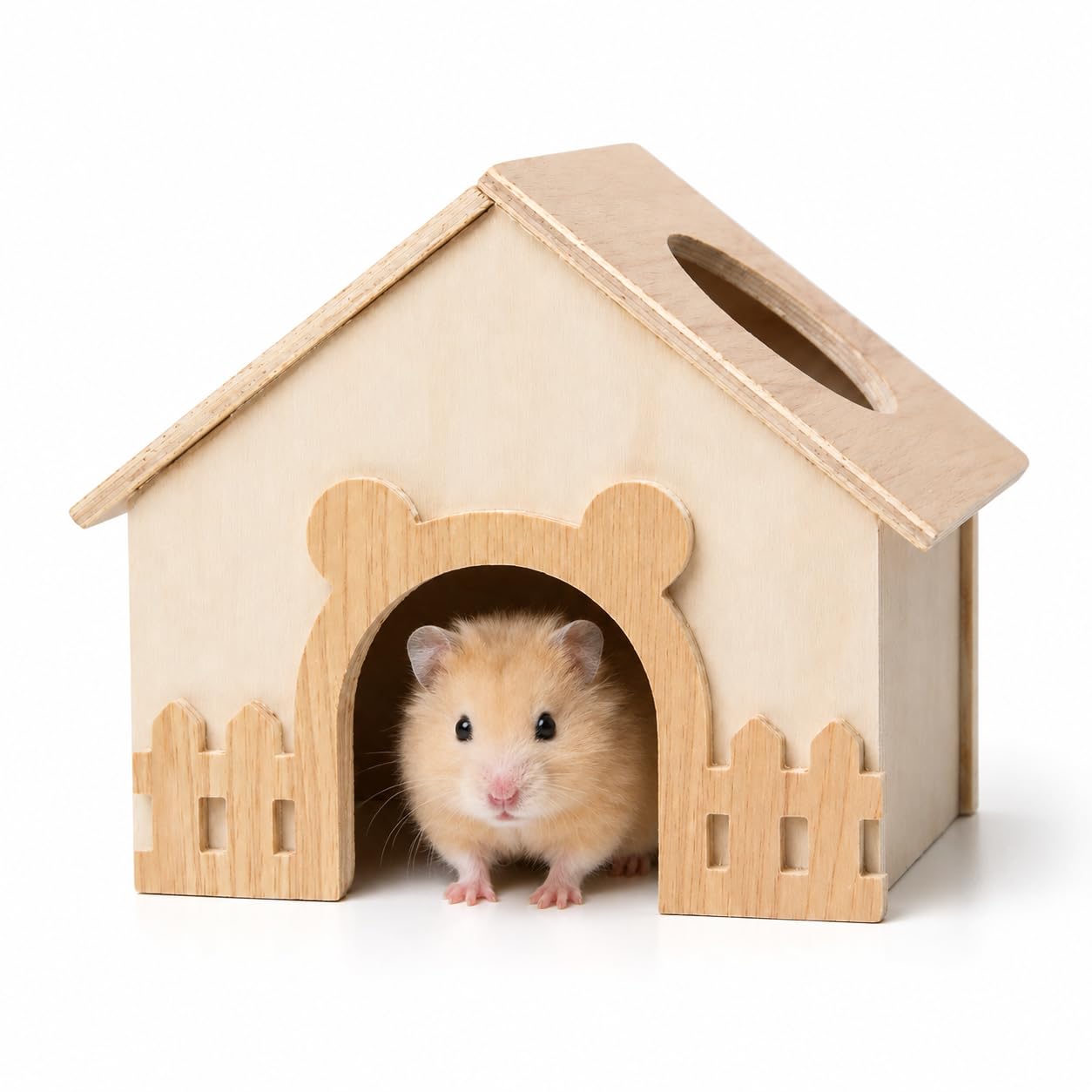 JOMIZOO 小動物用ケージ内装 ハムスター用 くま型木製ハウス 隠れ家 頑丈