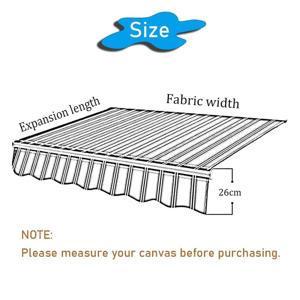 Tessuto di ricambio per tenda retrattile, 3 x 2 m, bordeaux, in poliestere, per terrazza, patio, balcone, negozio, protezione UV, resistente alle intemperie, facile da installare