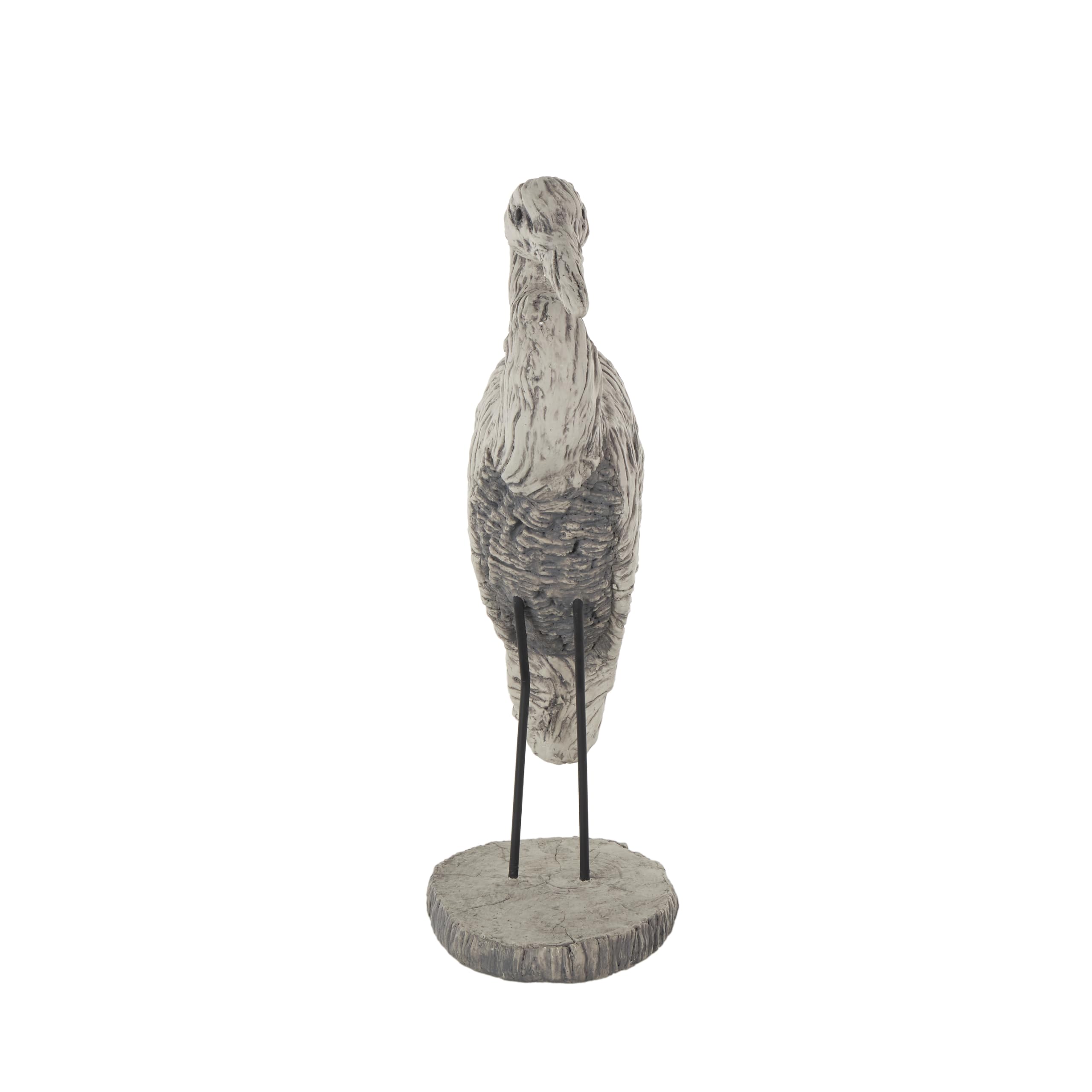 Deco 79 Polystone ptak dekoracyjna rzeźba strukturalna dekoracja domu, statuetka akcentująca, 15,2 x 25,4 x 48,3 cm, szara