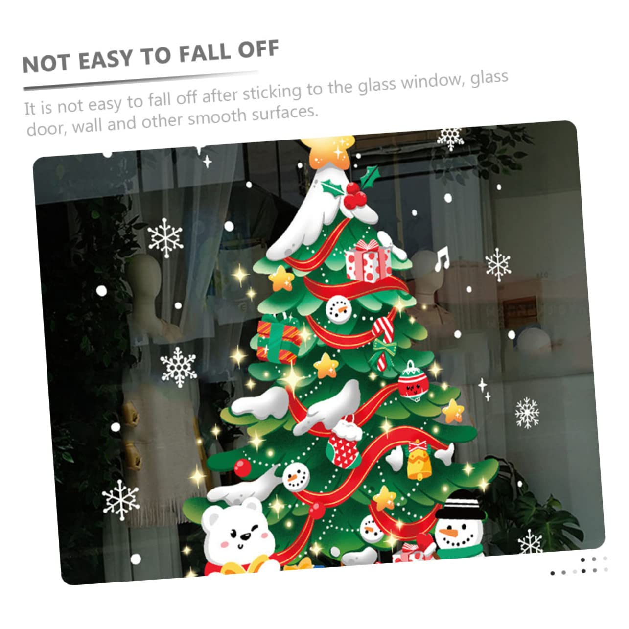 PRETYZOOM 5 Blätter Weihnachtsbaumaufkleber Winterfenster Aufkleber für die Weihnachtsvitrine weihnachts wanddeko weihnachtswanddeko schmücken Cartoon-Wandaufkleber Wandtattoo