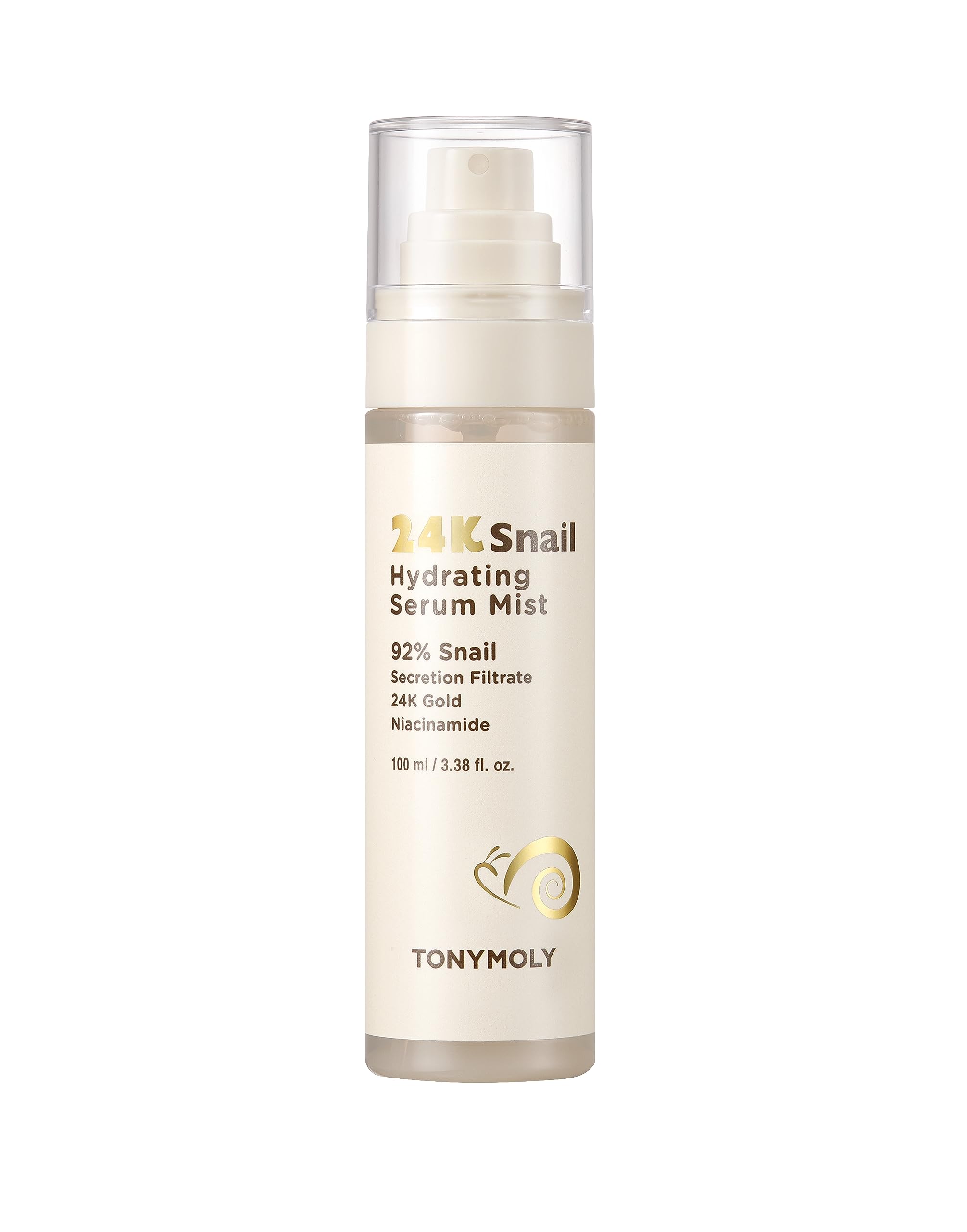Tonymoly24K Snail Hydrating Serum Mist – 92% Snail Mucin Face Mist with Niacinamide, Gold & Peptides, Moisturizing Korean Skincare Toner, 3.38 oz