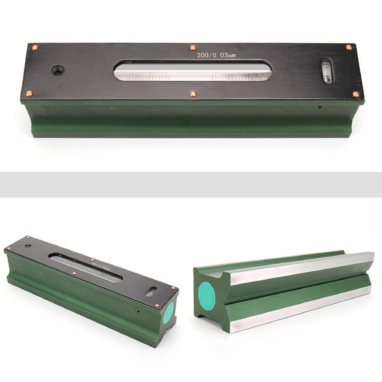 Strumento di misurazione industriale, 100 mm, 0,02 mm, livella con scanalatura a V, strumento di precisione in acciaio al tungsteno (200 mm)