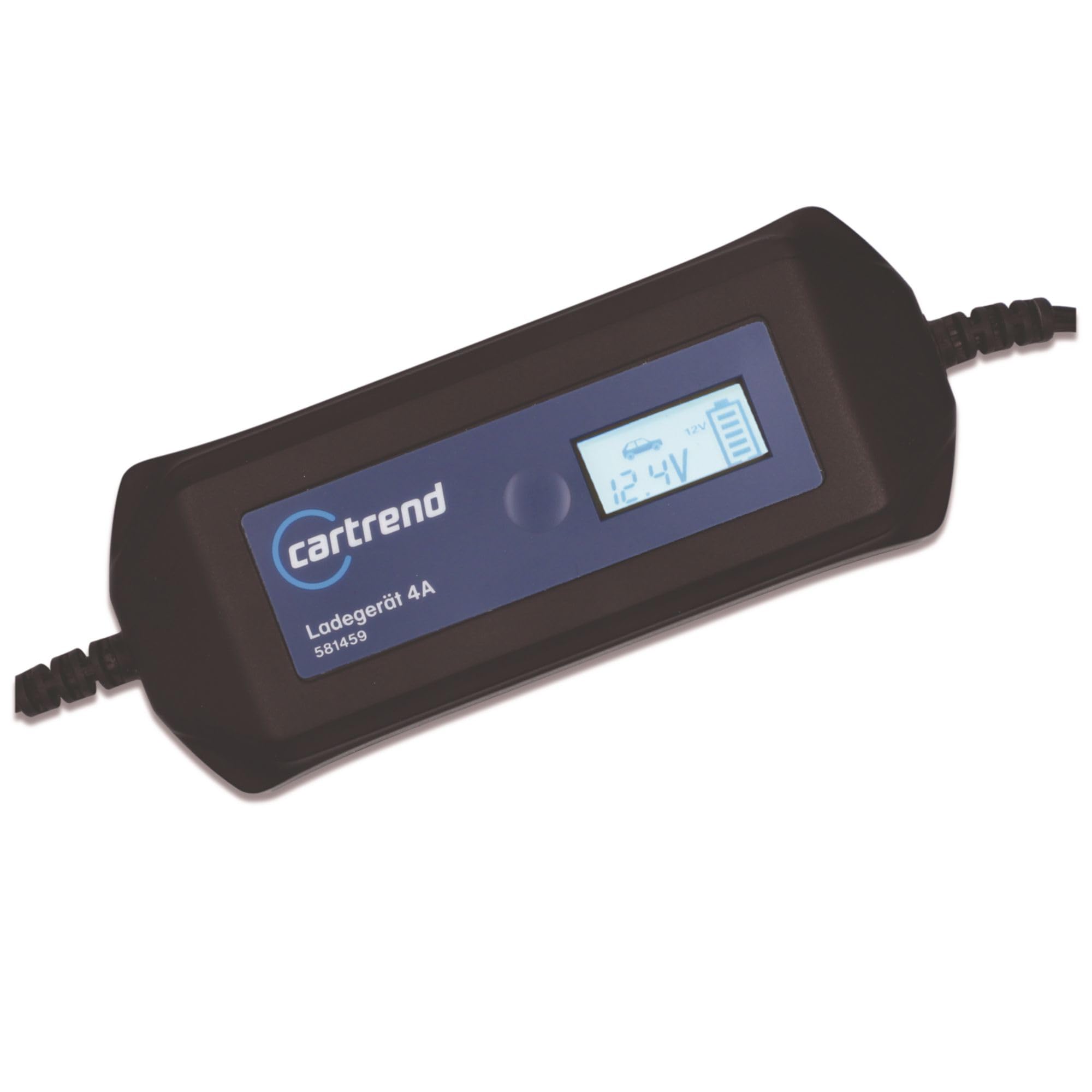 cartrend Mikroprozessor Batterieladegerät DP 4.1, 4A, automatische Diagnose- und Ladefunktion, Autostart nach Netzausfall, LCD-Anzeige, schutzisolierte Polklemmen, für Auto, Motorrad, Boote, Traktoren