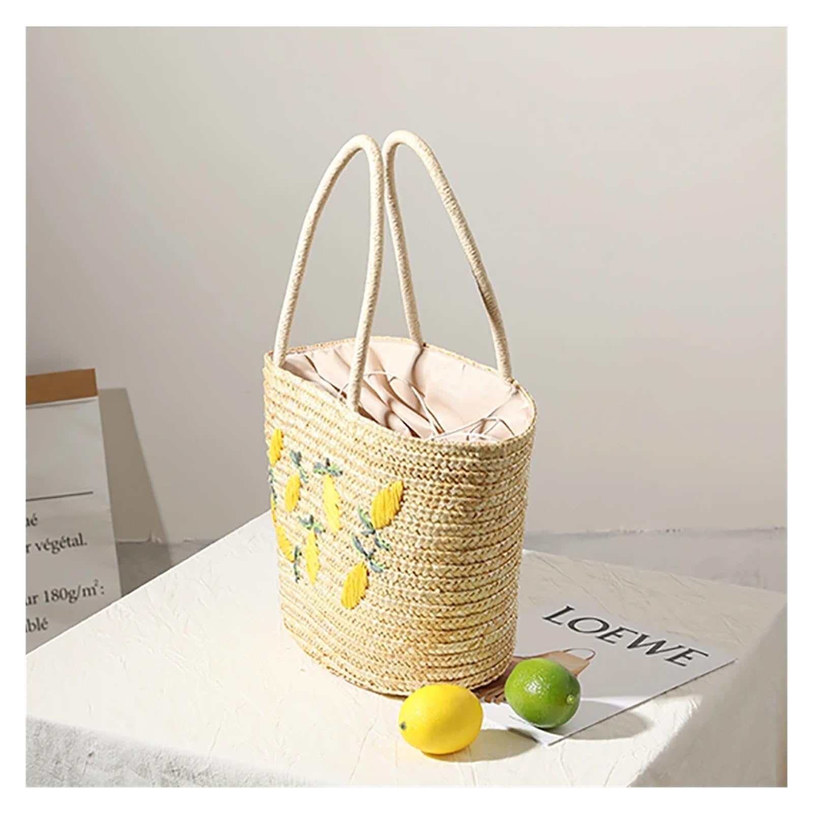 VELORE Bolso de hombro para mujer para verano, tejido de paja, bolsa de playa 2022, nuevo bolso bordado del alfabeto simple de gran capacidad