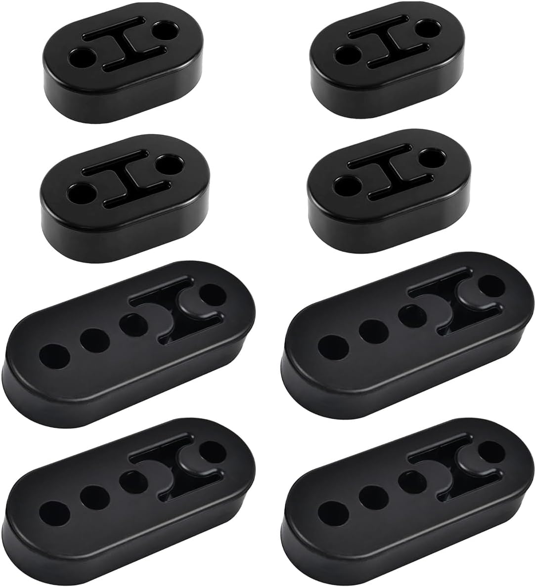 8 Pieces Rubber Exhaust Hanger, 4 Holes Adjustable Muffler Hanger, Heavy Insulator Support Bushing Installation, 2-Hole Exhaust Hanger 0.47 Inch, Weather-Resistant High-Density Tailpipe Hanger