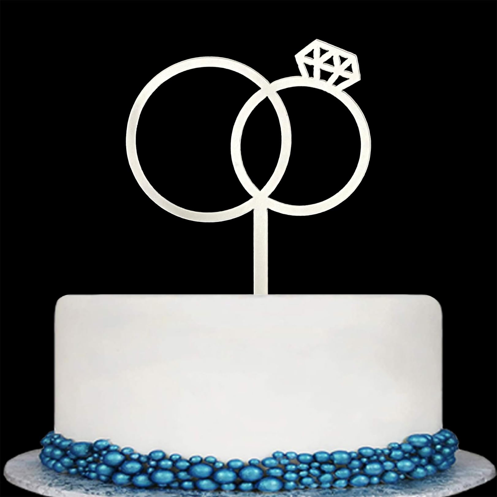 Wedding Diamond Ring Mr&Mrs Cake Topper, Bride and Groom Cake Topper, Mirror Silver Acrylic