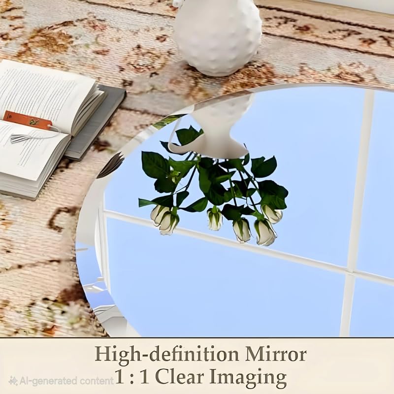 Image of 12x18 Inch Arch Wall Mirror | 5mm HD Glass | Decorative Mirror for Bathroom & Living Room | Frameless Design | Vertical Mount | Home & Office Use