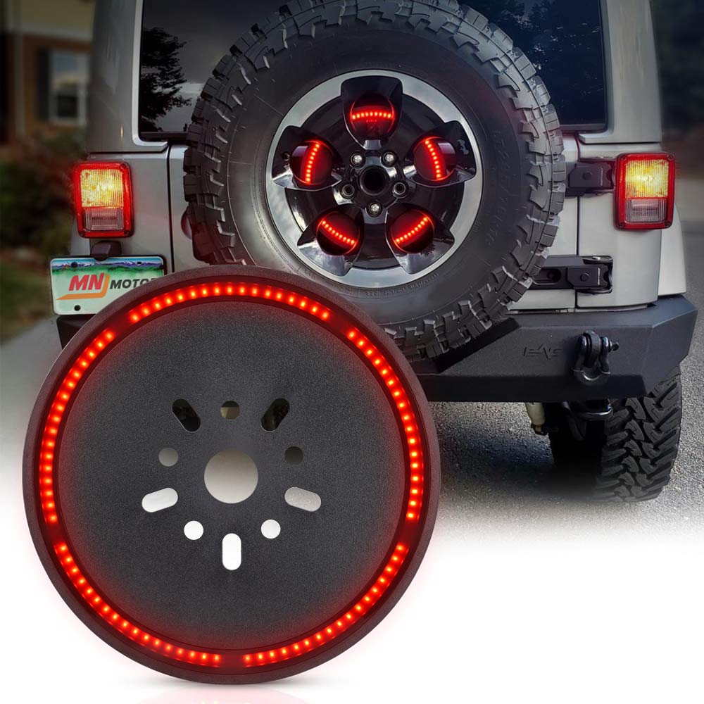 MNJ MOTOR Spare Tire Brake Light - 3rd Third Brake Wheel Light LED Ring compatible with Jeep Wrangler JK LJ YJ CJ 2007-2017