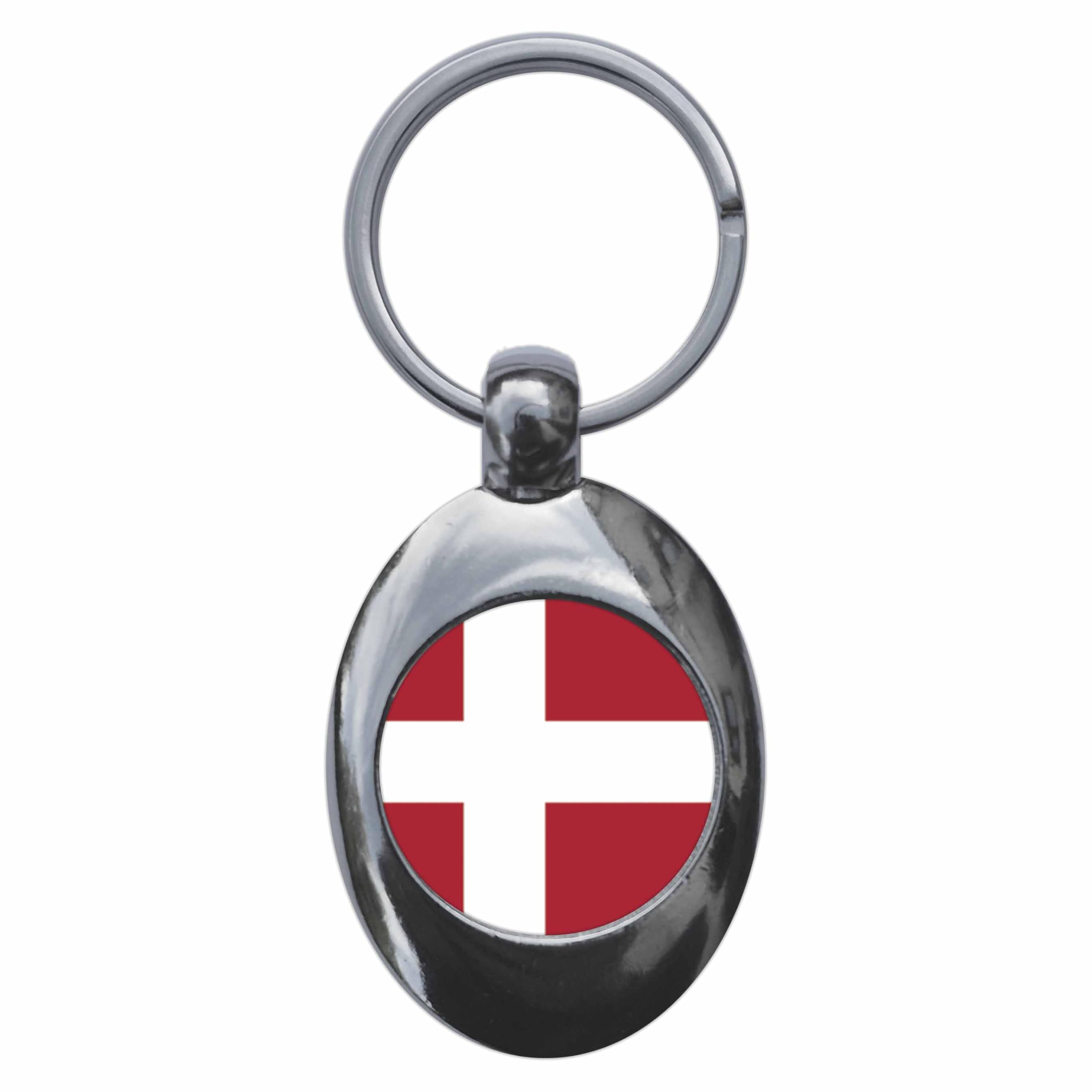 Ozorath Denmark National Flag Keyring Keychain Key Ring Chain With Trolley Coin