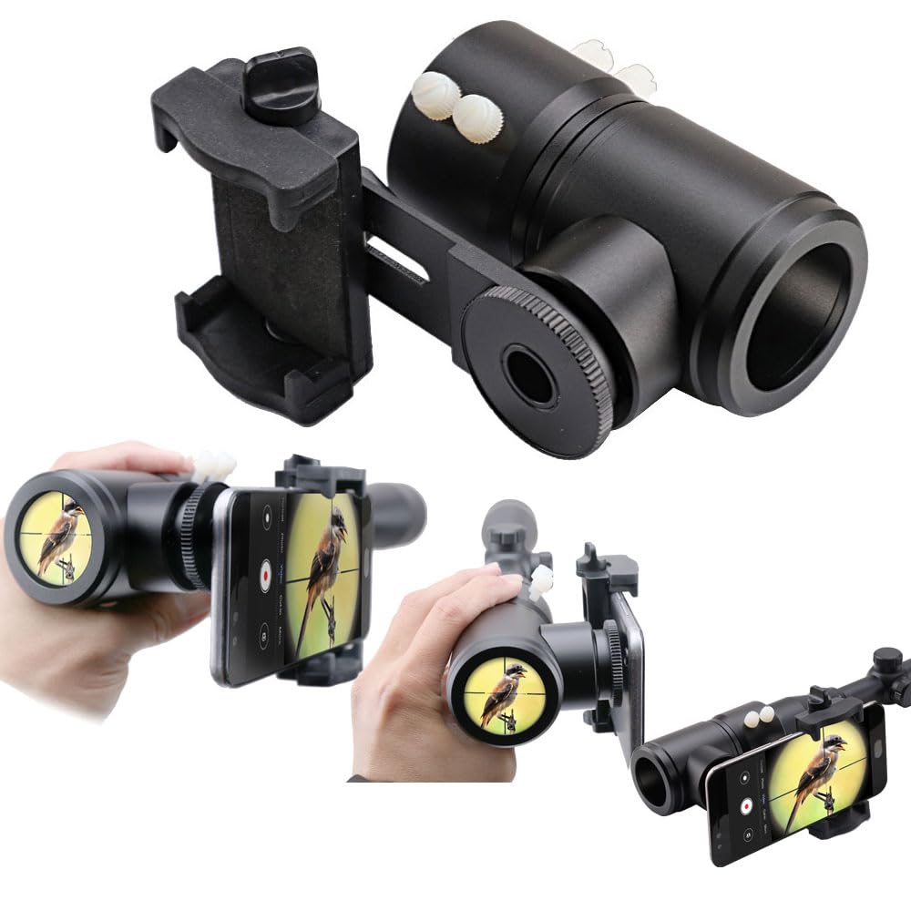Rifle Scope Mount Camera Adapter - Smartphone Camera Adapter for Hunting & Birding - Dual Angles for Sighting and Aiming - for eyepieces Diameter of 36mm-46mm