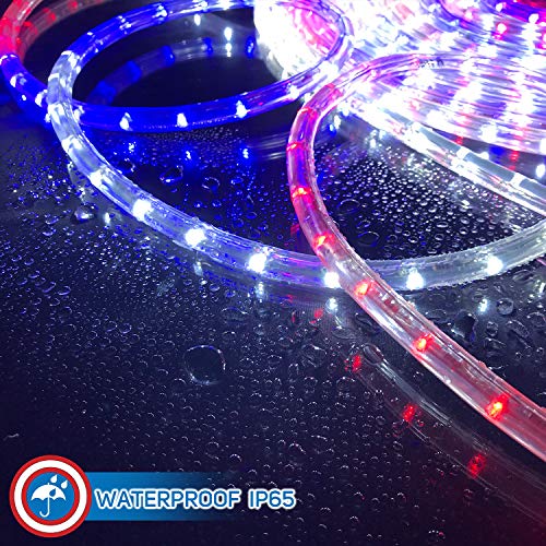 Russell Decor 50Ft/15M Led Rope Lights Lamps Kit Indoor Outdoor Decorative Lighting For Patriotic 4Th Of July Memorial Day Decor Party Trees Patio Deck Flexible String Tube Lights- Blue Red White #TOP5