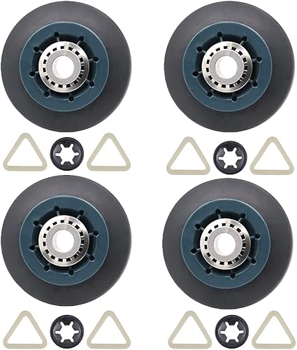 WPW10314173 - Rodillo de soporte para tambor de secadora con tres anillos compatible con secadora de piscina giratoria sustituye a WPW10314173