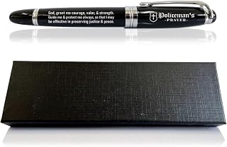 SUSZDOU Ballpoint Pen, Policeman Prayer Inspirational Bible Verse, God, Grant Me Courage, Valor, & Strength, Police Officer Gifts, Christian Pens, Engravable, Black, 1 Count (Pack of 40), 0.5mm, 0.7mm