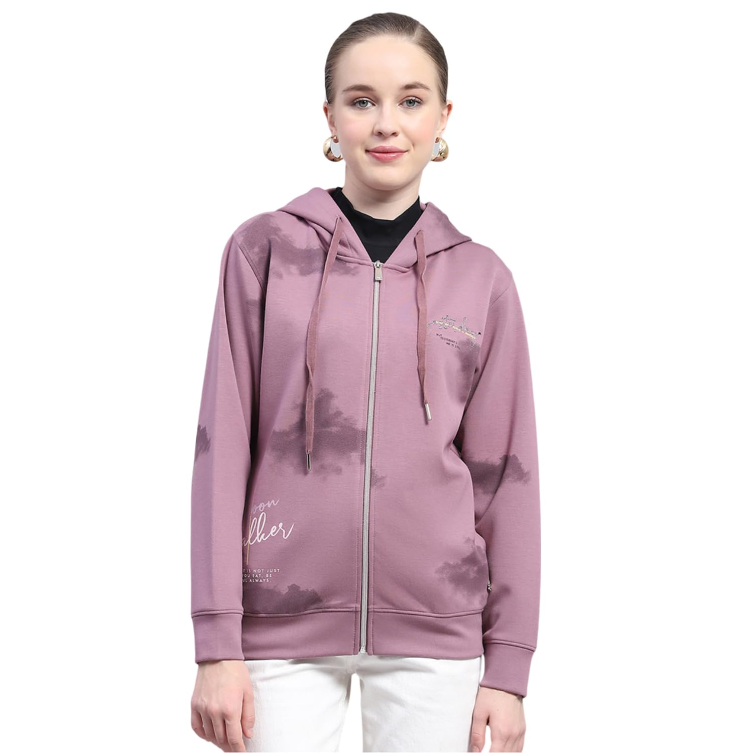 monte carlo Printed Pink Hooded Neck Full Sleeve Sweatshirt for Womens-picture-26