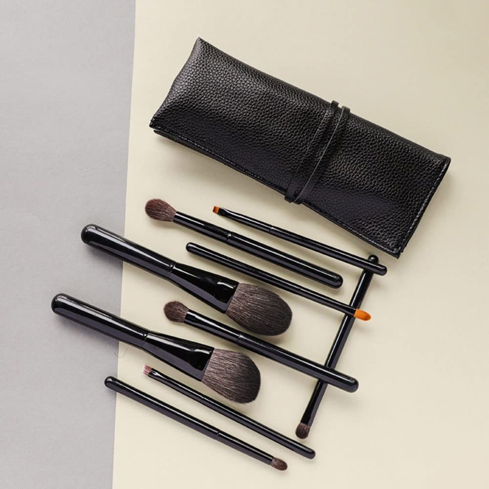 9 pinceaux de Maquillage Sac en Cuir Ensemble de pinceaux de Maquillage Portables Outils de beauté