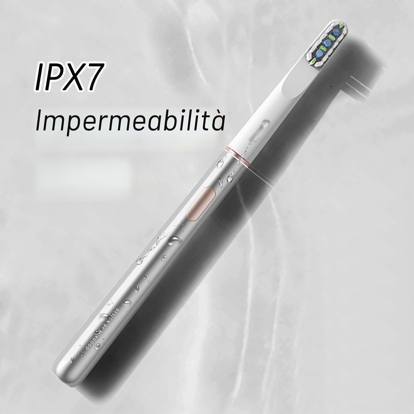 Miroshine Electric Toothbrush, Rechargeable Travel Toothbrush with 2 Brush Heads And Travel Case, 2 Mins Smart Timer, 3 Modes, Ipx7 Waterproof, 30s Intelligent Zone Change Prompt(Silver)