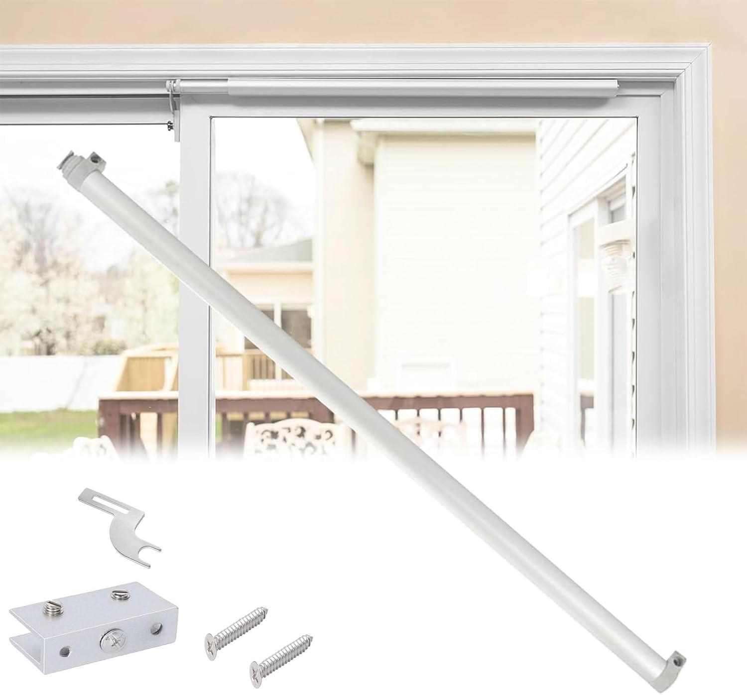 Qydzshop Heavy Force Slideback Sliding Door Closers, Self-Closing Sliding Patio Door Closer, Quiet Pneumatic Damping Buffering, Adjustable Sliding Speed, For Door Widths From 29.5 To 51"