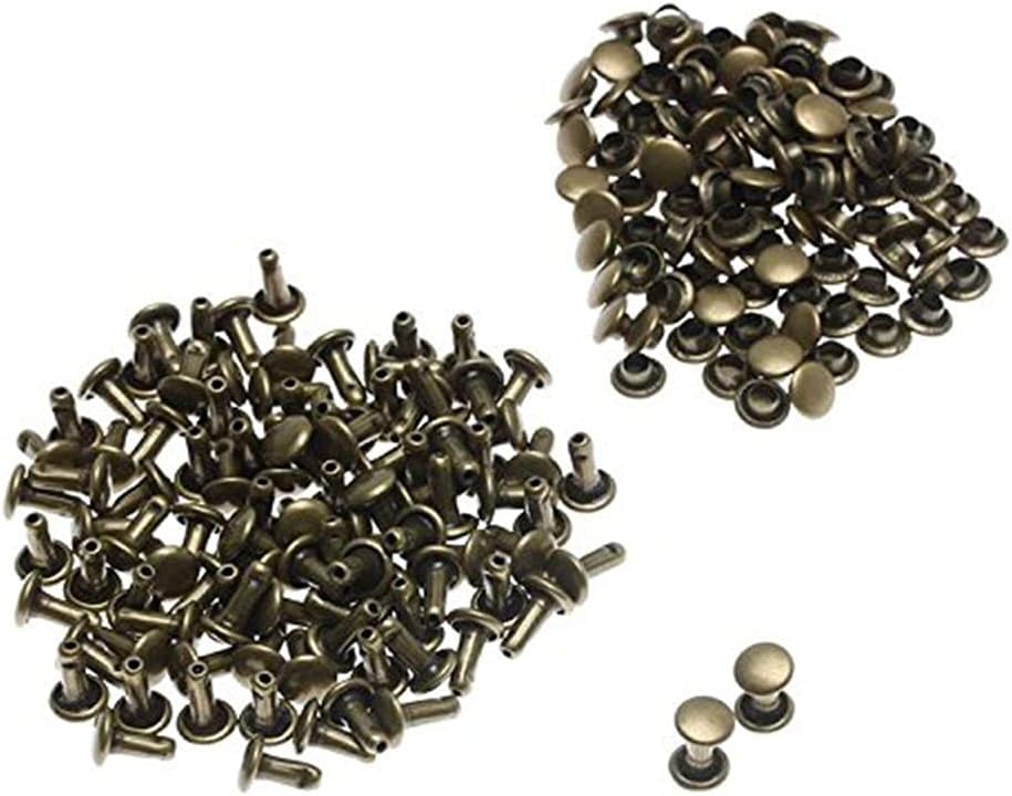 Haobase 100pcs Leather Crafts Gunmetal Double Cap Sewing Rivet Leathercraft Rivets