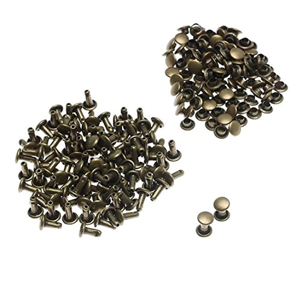 Haobase 100pcs Leather Crafts Gunmetal Double Cap Sewing Rivet Leathercraft Rivets