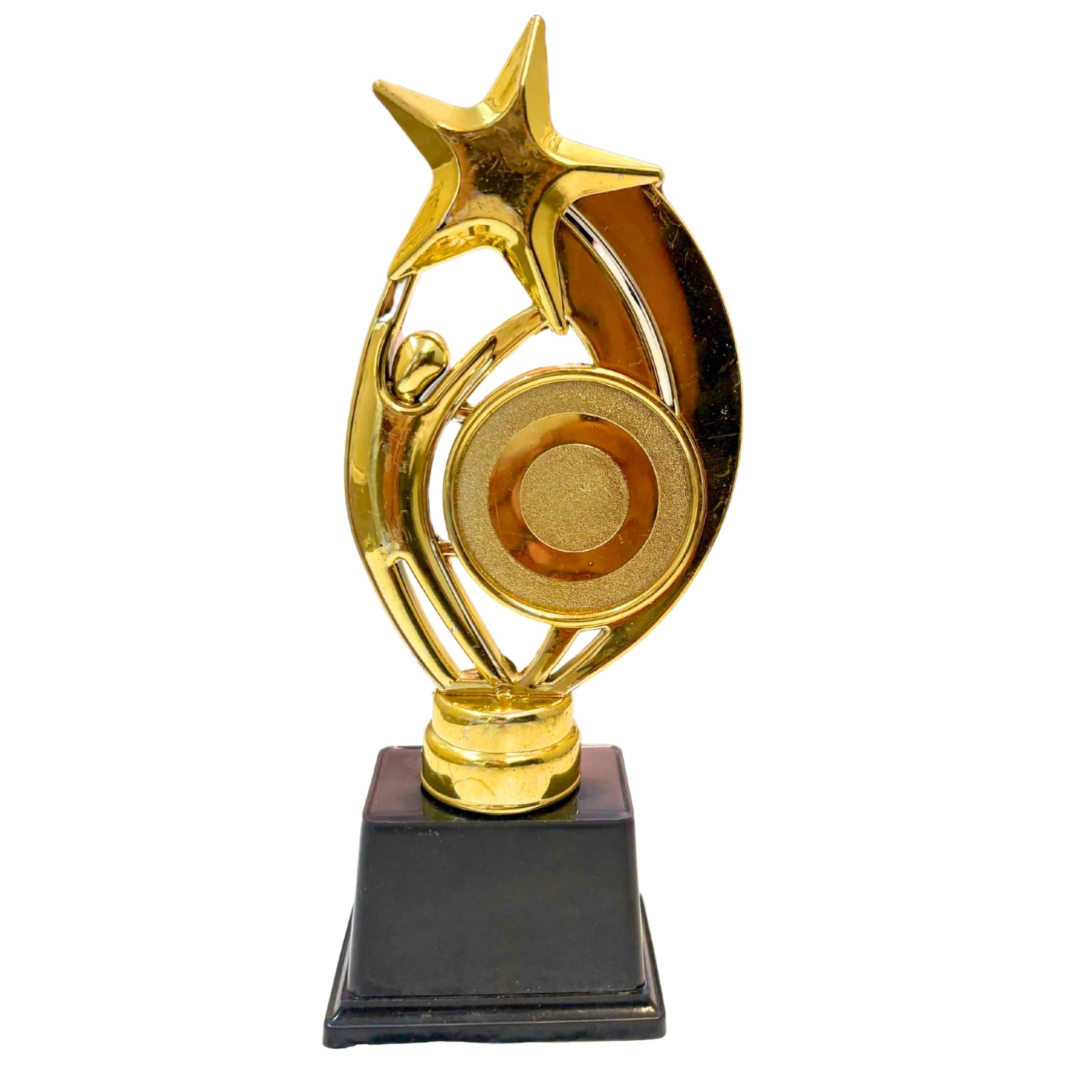 Gold Star Trophy with Black Base, Award Trophy for Recognition, Decorative Display Piece, Logo Printing, Writings & Customisation Available (Set of 1, Small (8 inches))-image-23