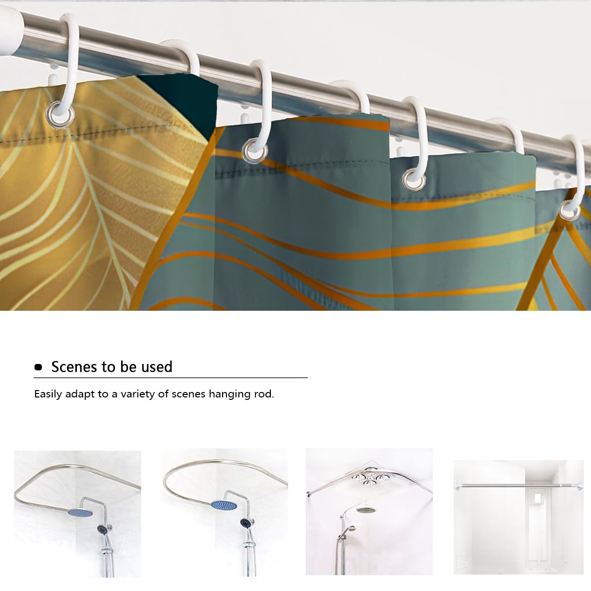 Rideau de douche déco salle de bain feuilles de palmier W240xL180 cm